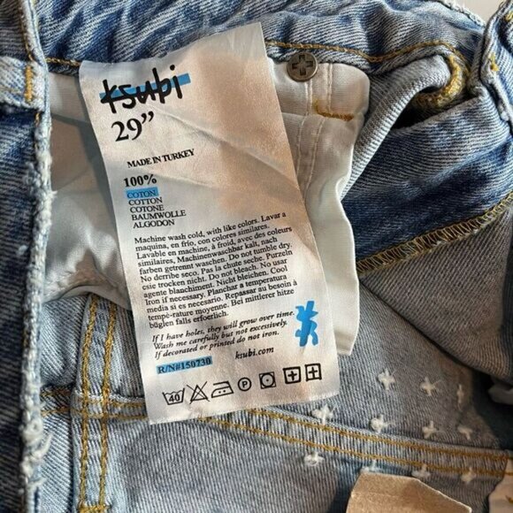 KSUBI Nine O Jean 29x28 High Rise Crop Kosmic Blue Slim Cigarette Premium Cotton - Picture 12 of 14